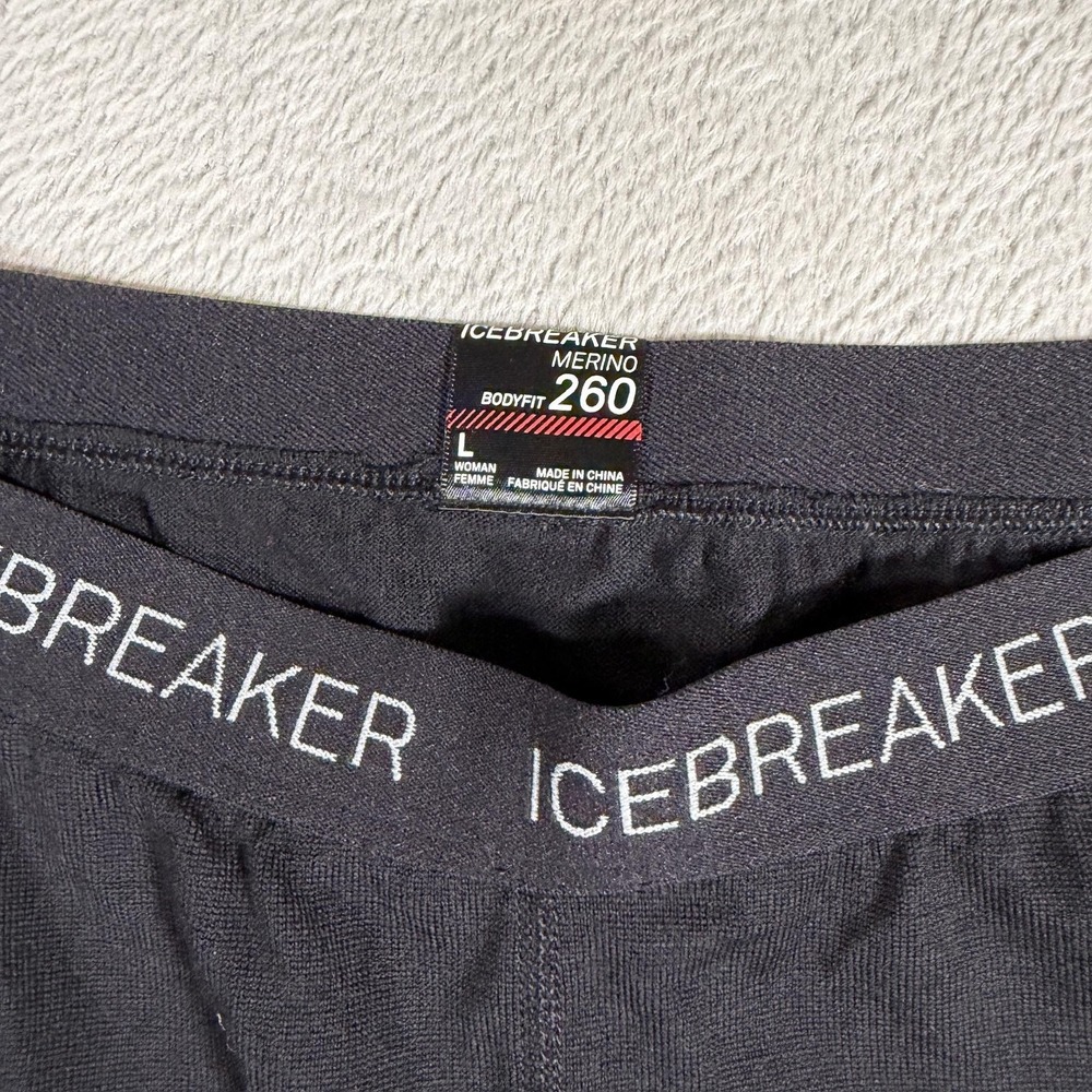 Icebreaker Merino 260 Leggings Womens Large Black Bodyfit Base Layer Thermal - Picture 4 of 10